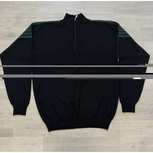 Vintage Meister 1/4 Zip Sweater Mens Large Black Wool Blend Pullover